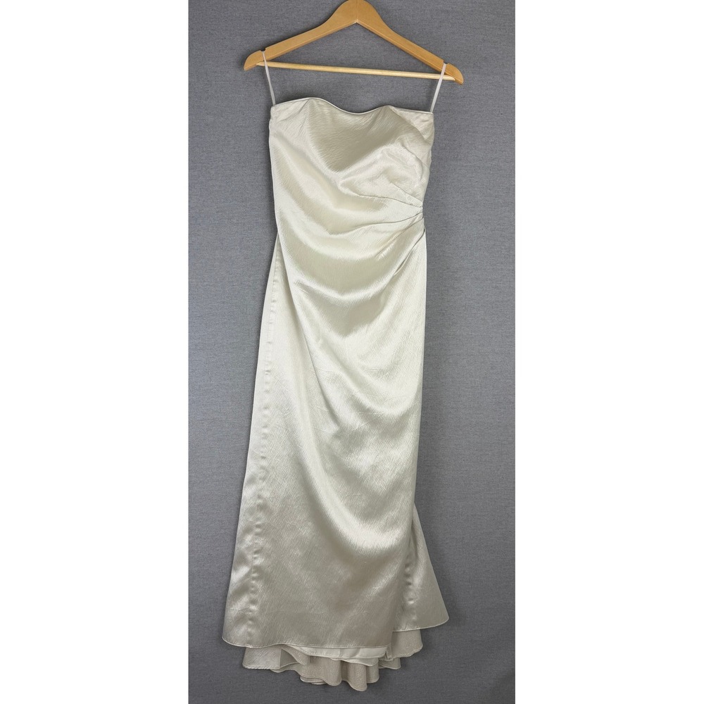Jessica McClintock Champagne Strapless Evening Gown with Shawl 2pc Set Size 6
